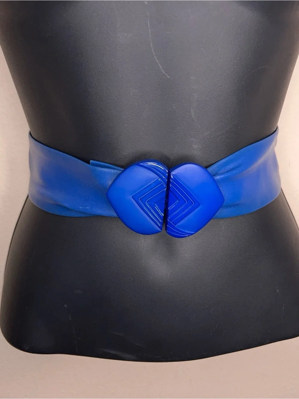 Vintage 80s XS Royal Blue Belt Vinyl Vegan Retro Clip Buckle Accent